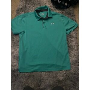 Under Armour Golf Polo Shirt Kids/youth Lg Loose HeatGear Green Athletic